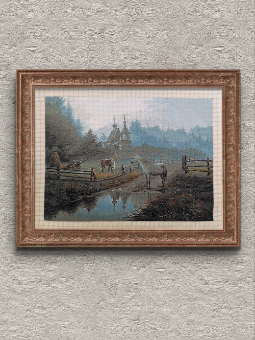 Rural landscape (horses eating)